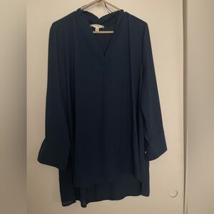Long Sleeve, Navy Blue Blouse